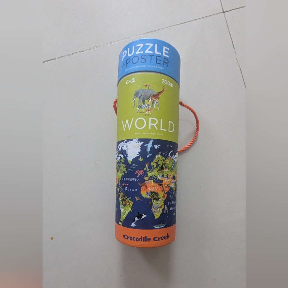 Crocodile Creek World Puzzle & Poster - Blue, Green, Orange